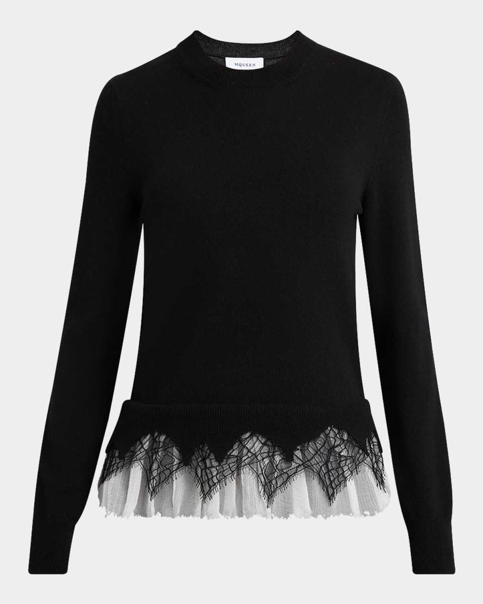 Lace Ruffle Crewneck Sweat